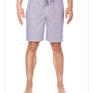 NWT Noble mount men’s bamboo lounge shorts red white and blue check XL